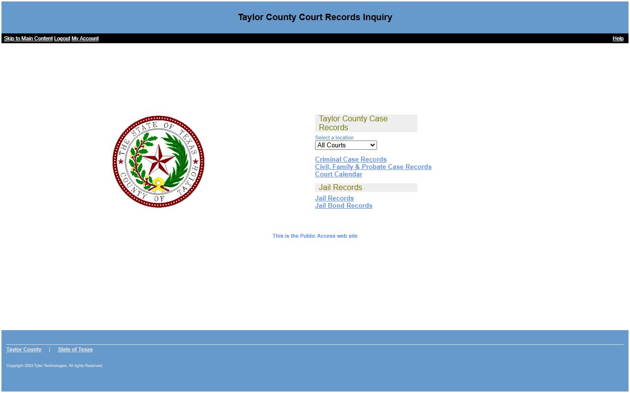 Taylor County inmate search public access portal